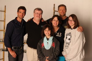 Lucas Bryant and Adam "Edge" Copeland and my family on the set of Haven